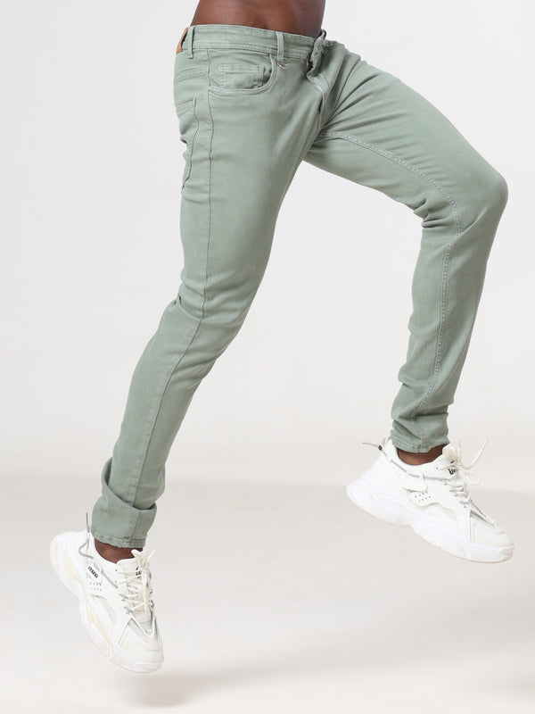 Dark Green Coloured Slim Fit Jeans