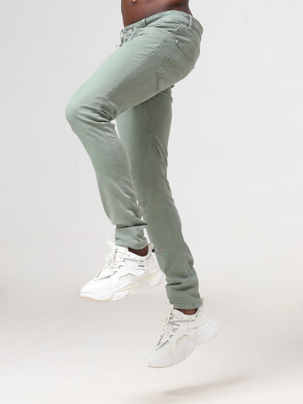 Dark Green Coloured Slim Fit Jeans