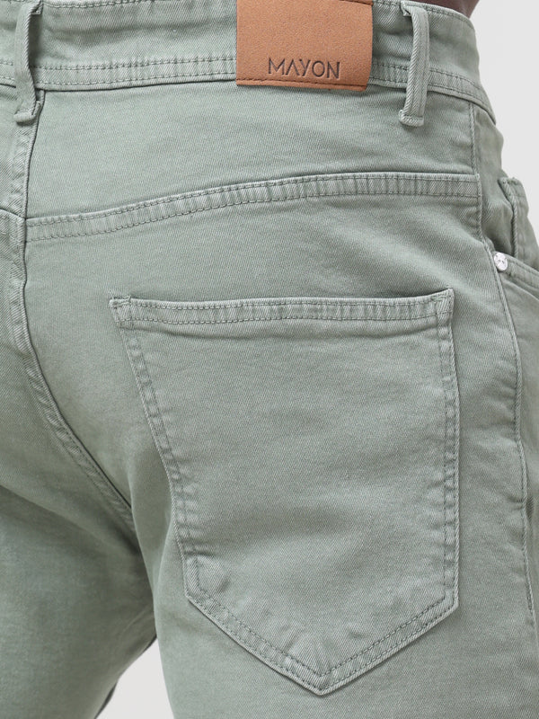 Dark Green Coloured Slim Fit Jeans