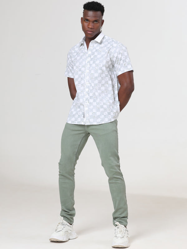 Dark Green Coloured Slim Fit Jeans