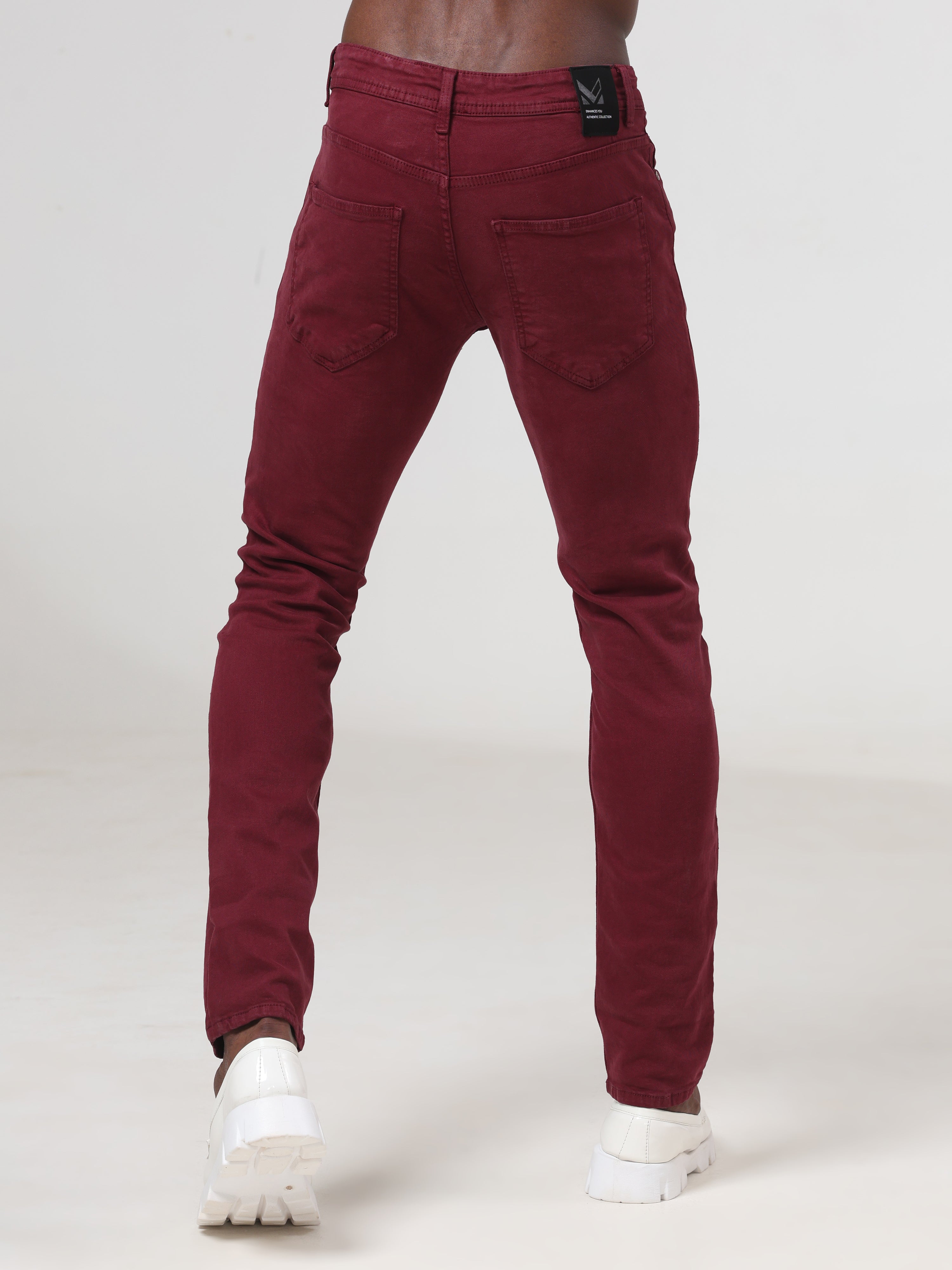 Rumba Red Coloured Slim Fit Jeans
