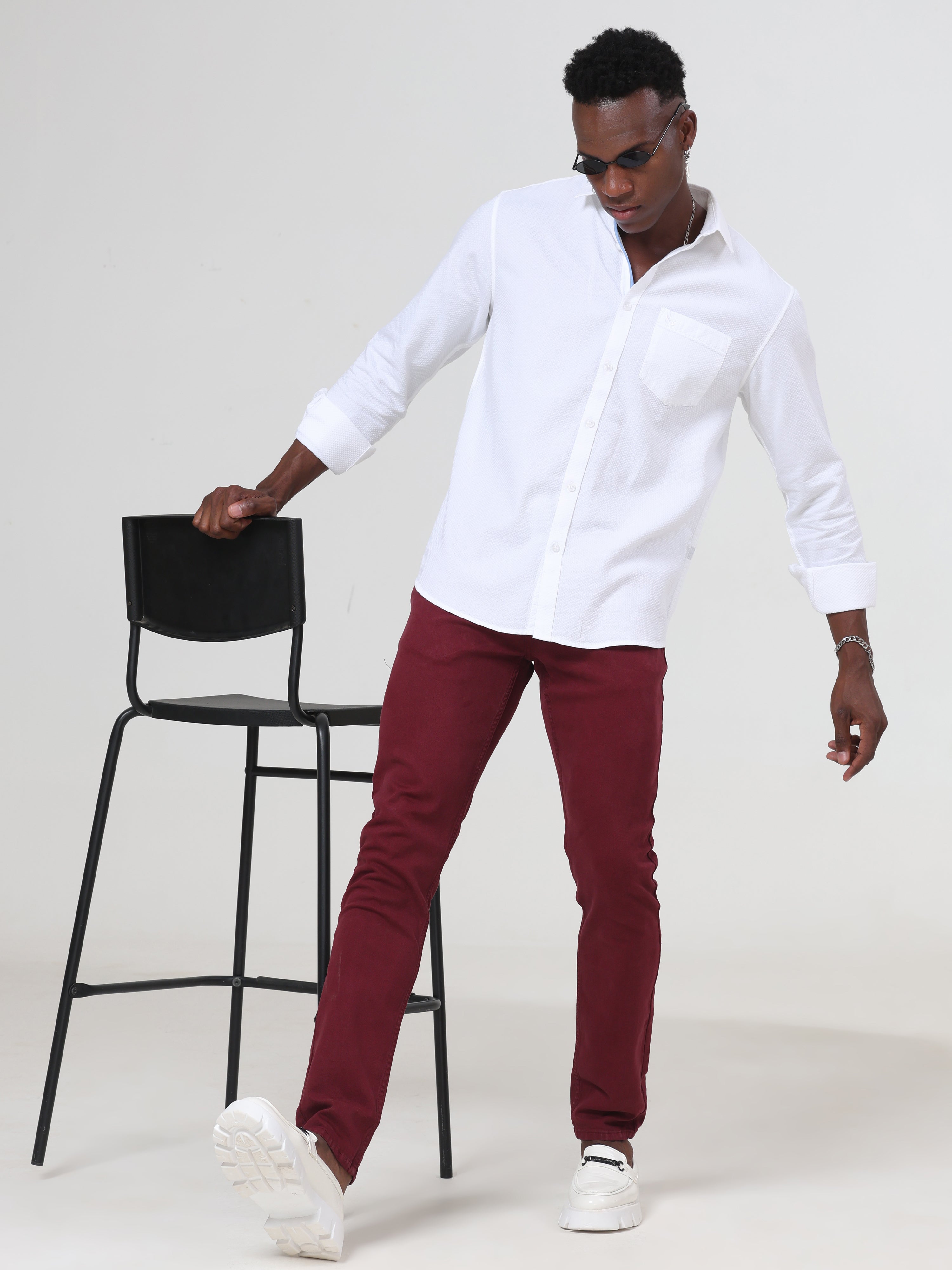 Rumba Red Coloured Slim Fit Jeans