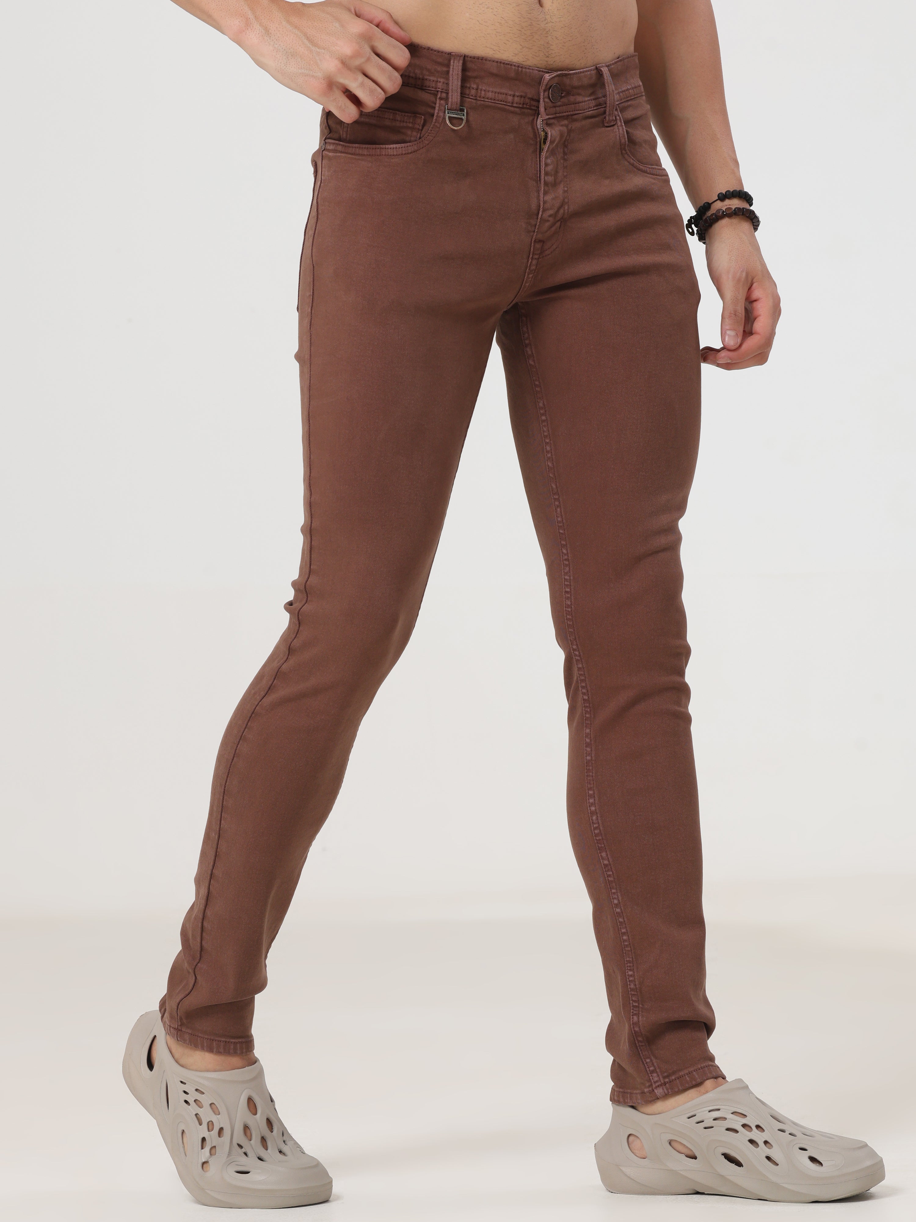 Brown Coloured Slim Fit Jeans