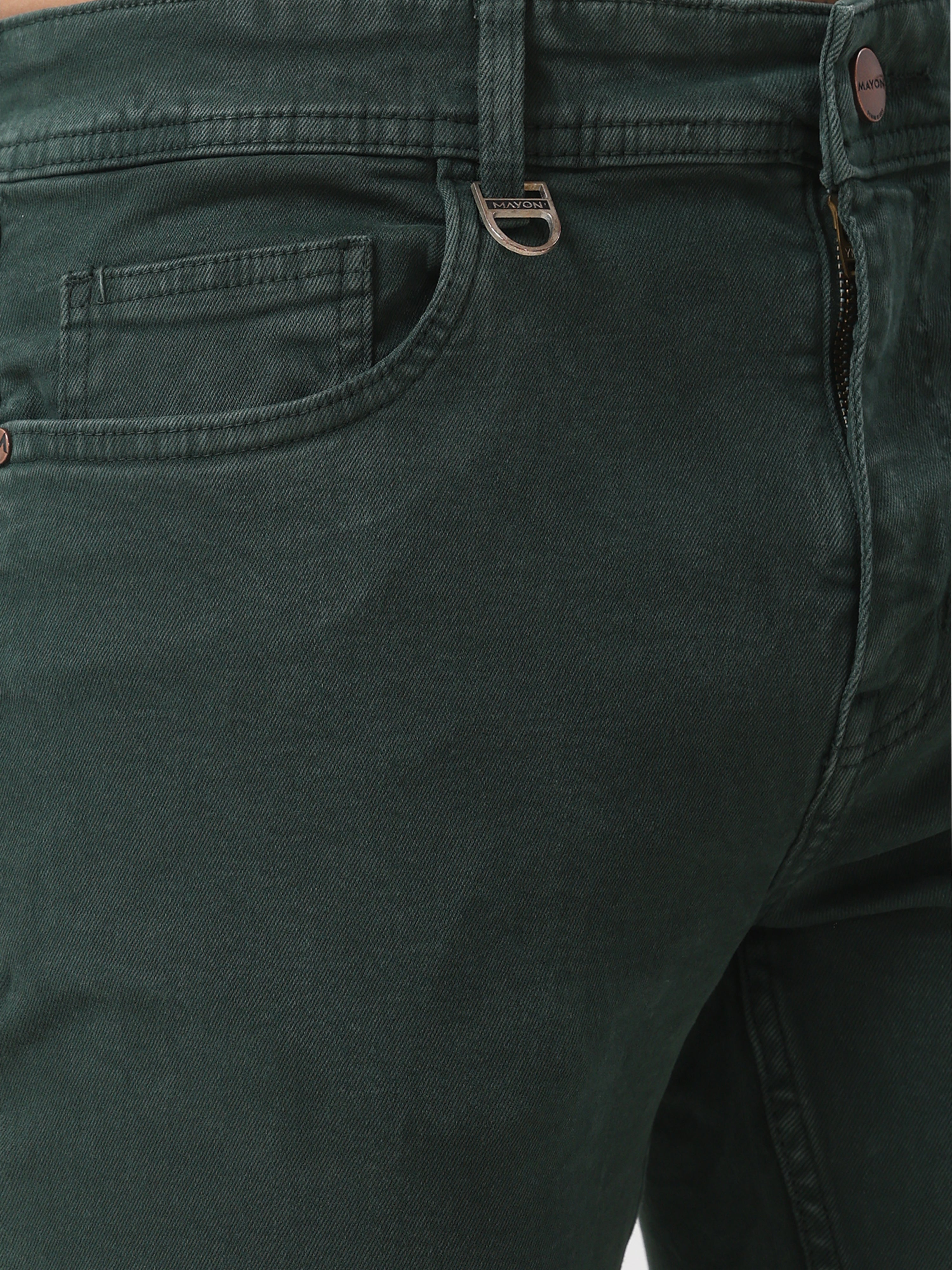 Dark Green Coloured Slim Fit Jeans