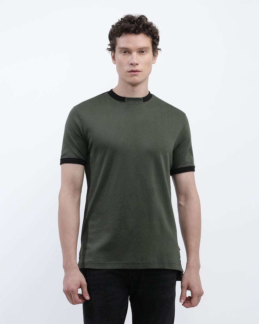 Fashion Tee with Contrast Sleeve Hem