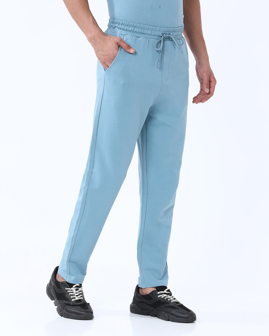Stone Blue Solid Track Pant