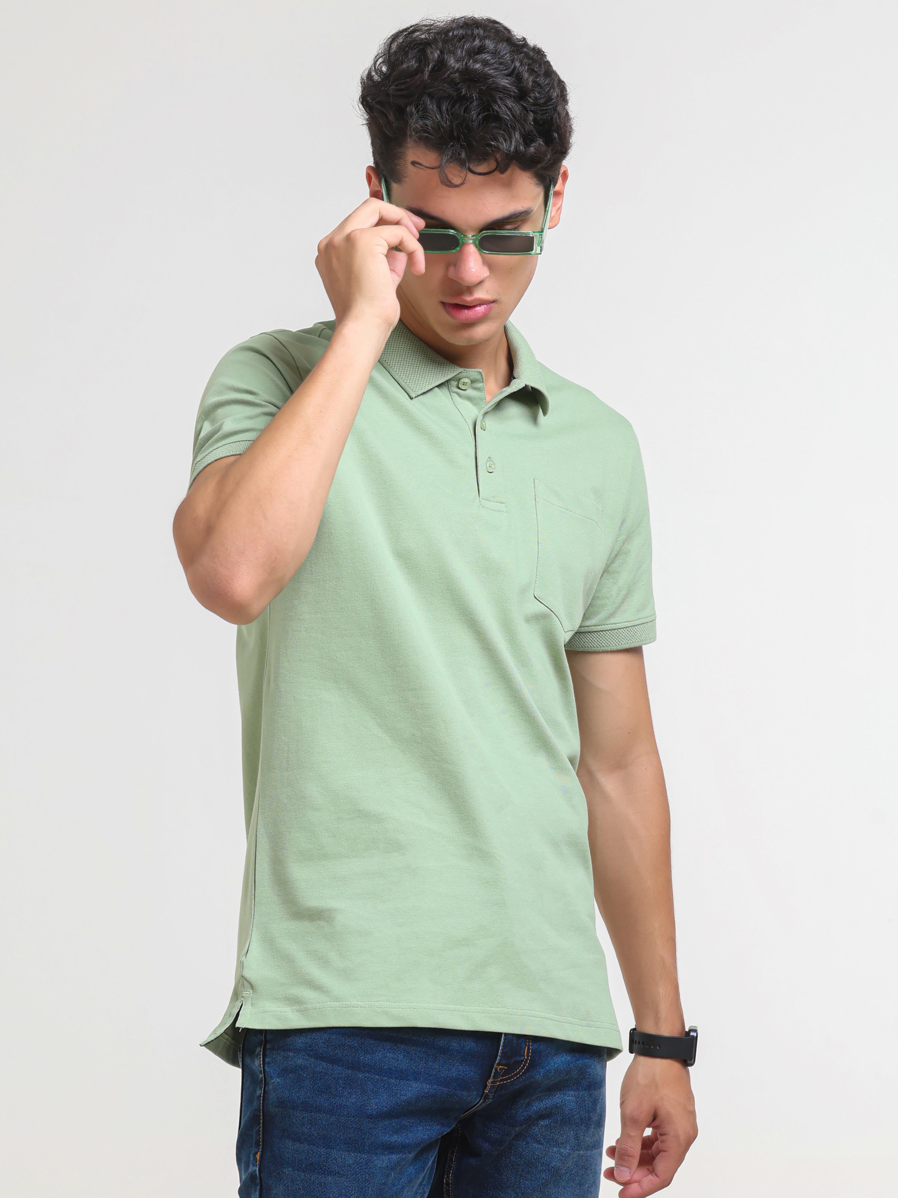 Solid Polo with Pocket