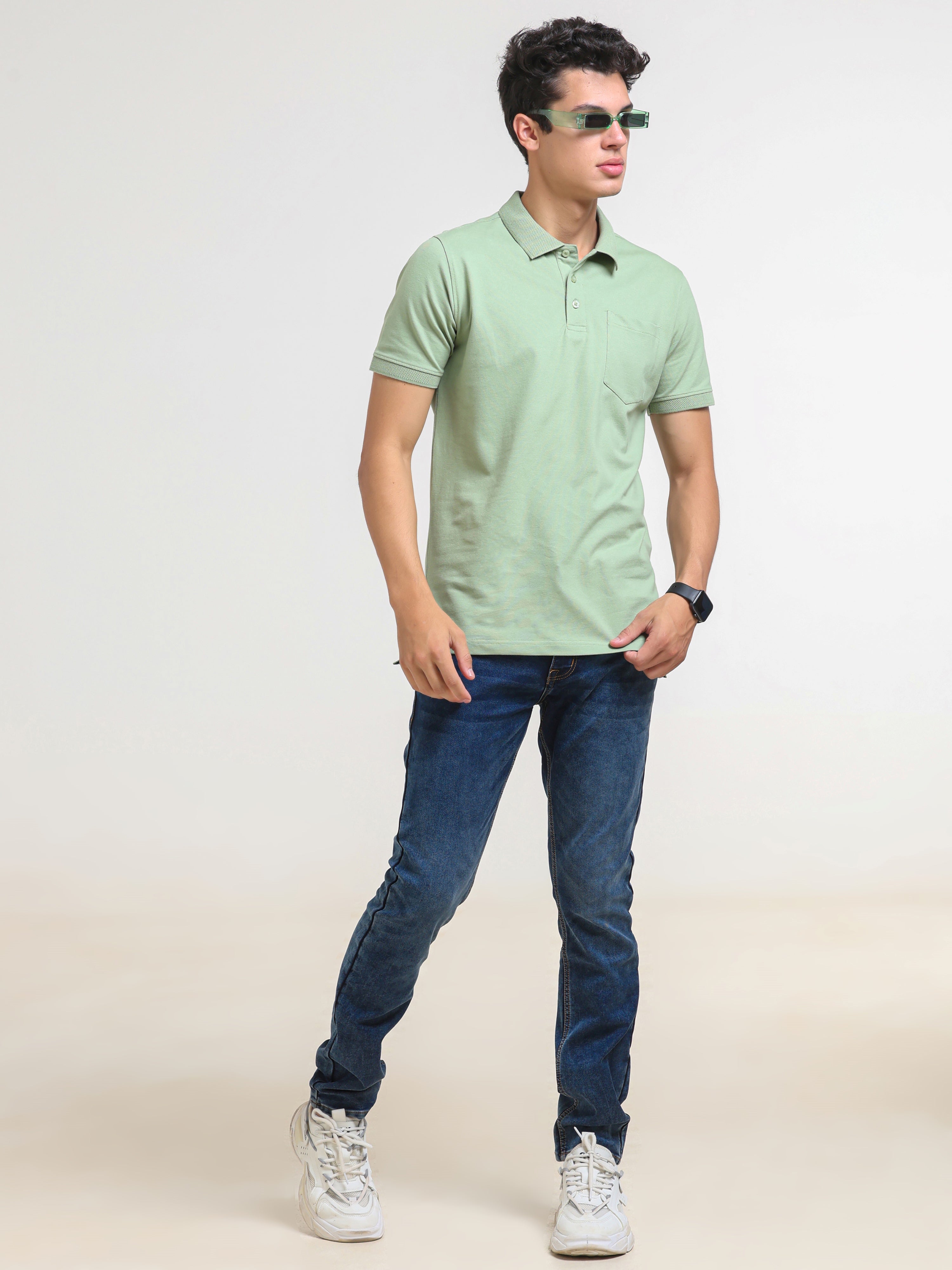 Solid Polo with Pocket