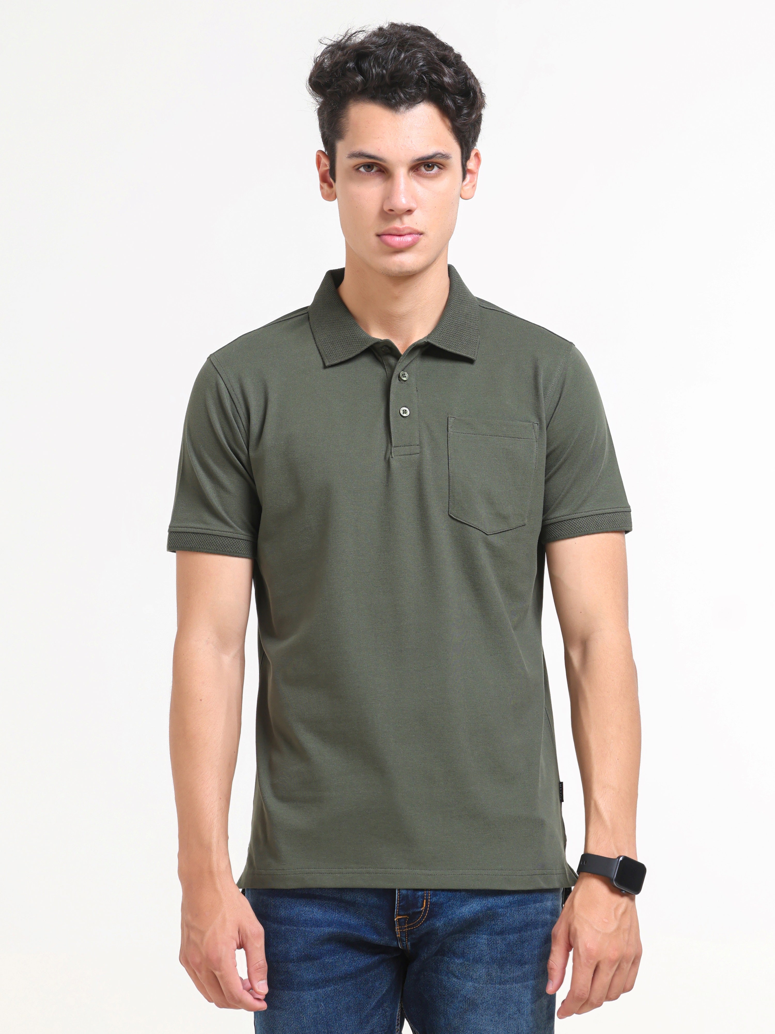 Solid Polo with Pocket