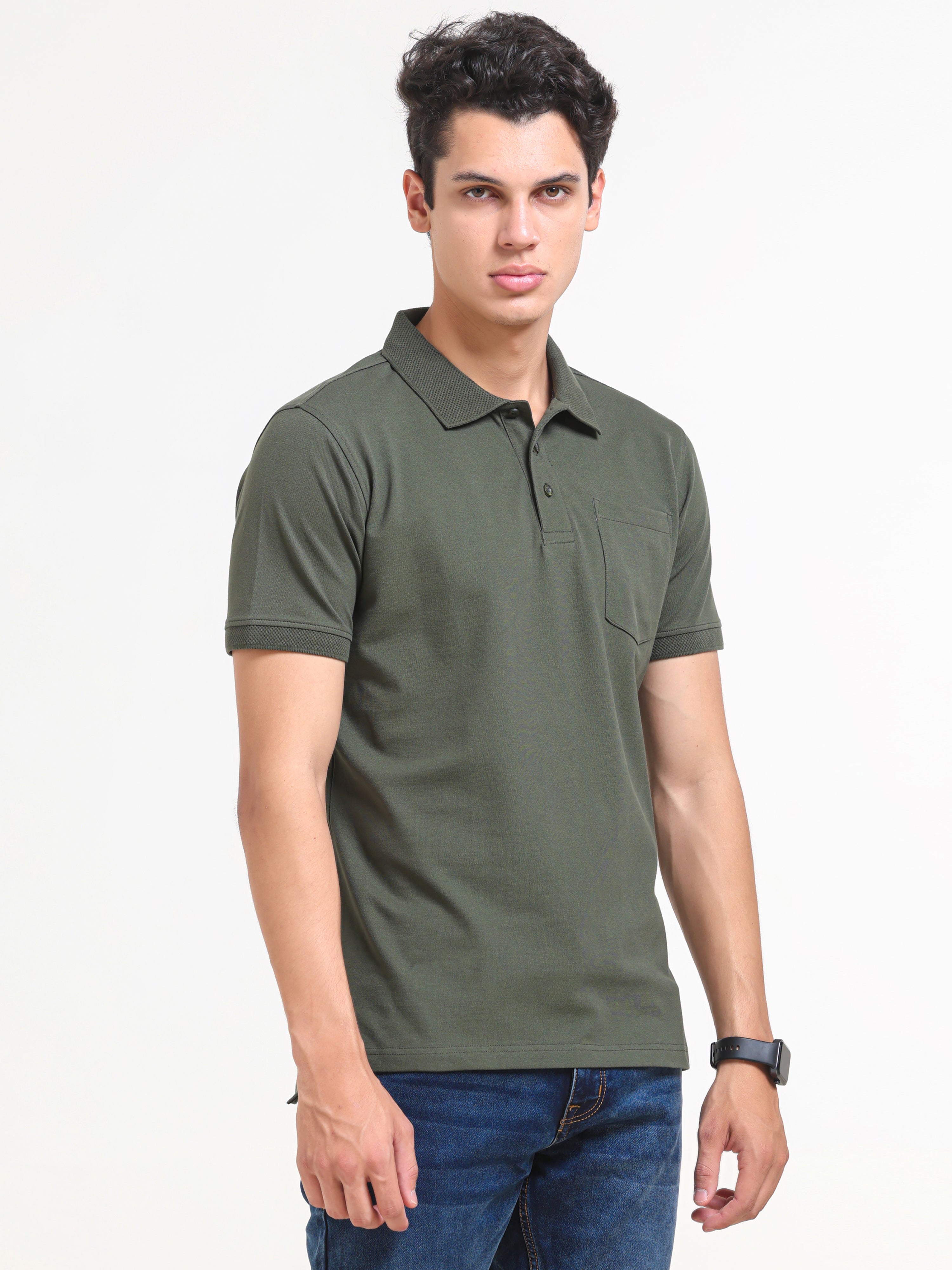 Solid Polo with Pocket