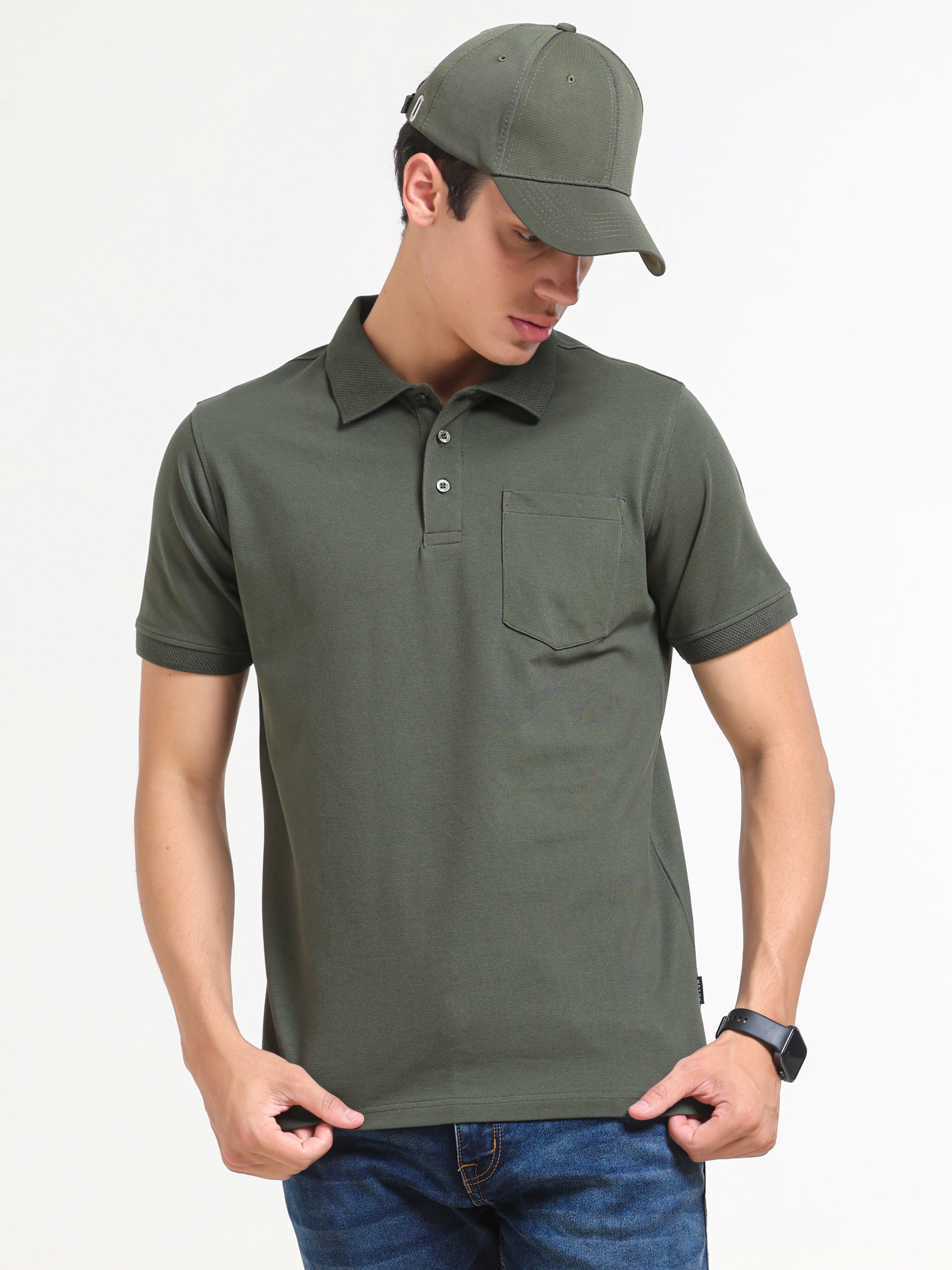 Solid Polo with Pocket