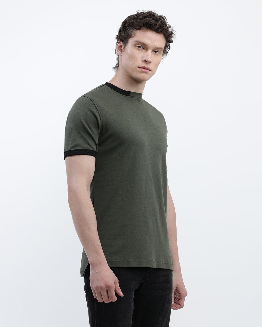 Fashion Tee with Contrast Sleeve Hem