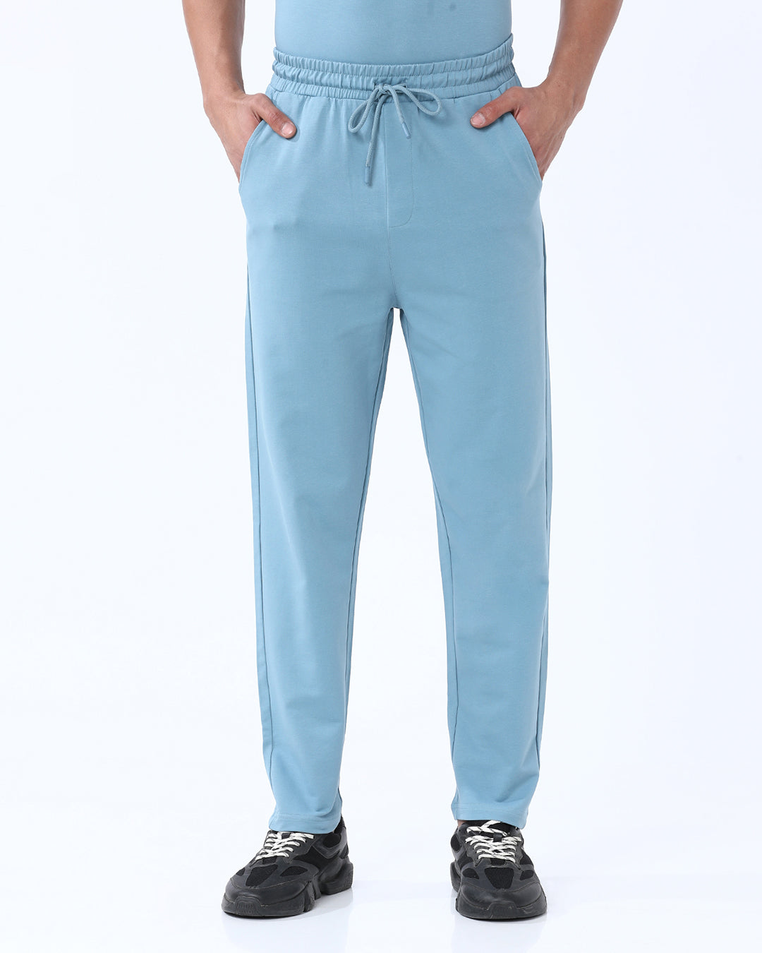 Stone Blue Solid Track Pant