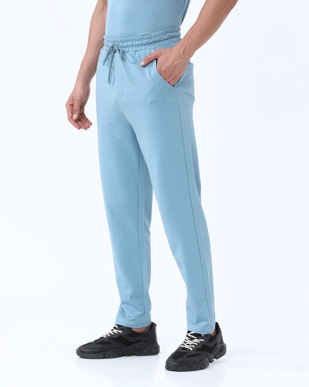 Stone Blue Solid Track Pant