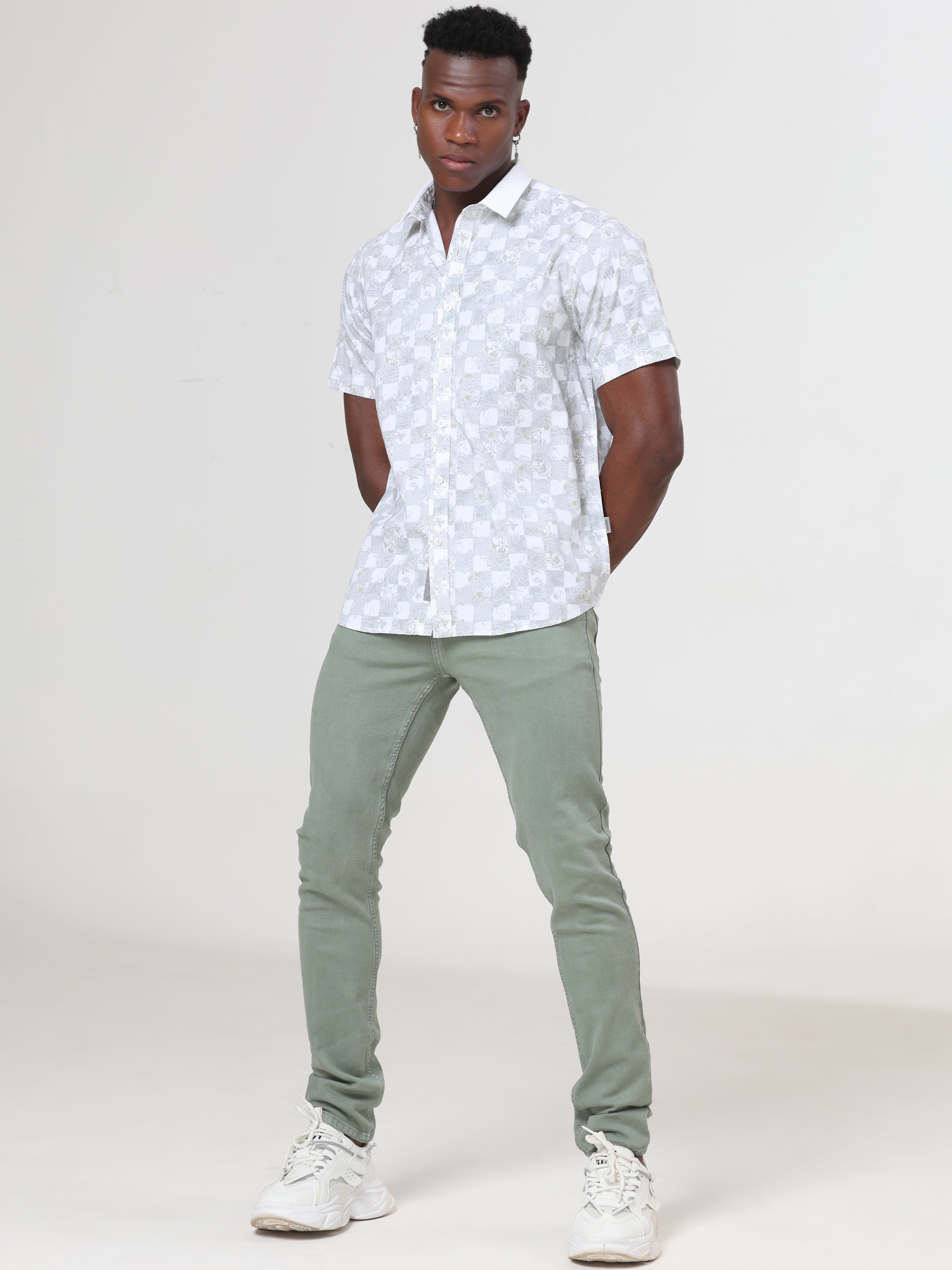 Light Green Coloured Slim Fit Jeans