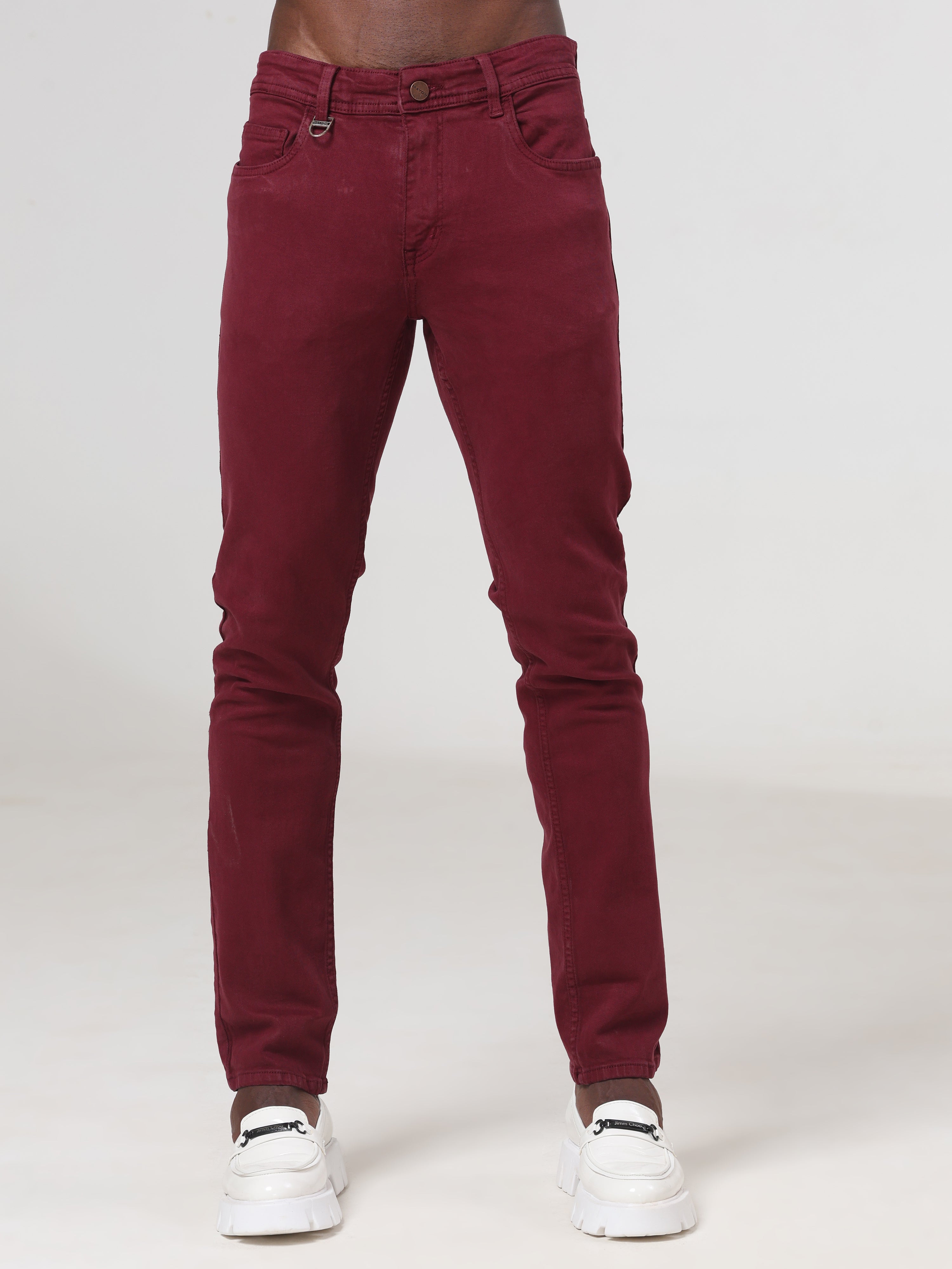 Rumba Red Coloured Slim Fit Jeans
