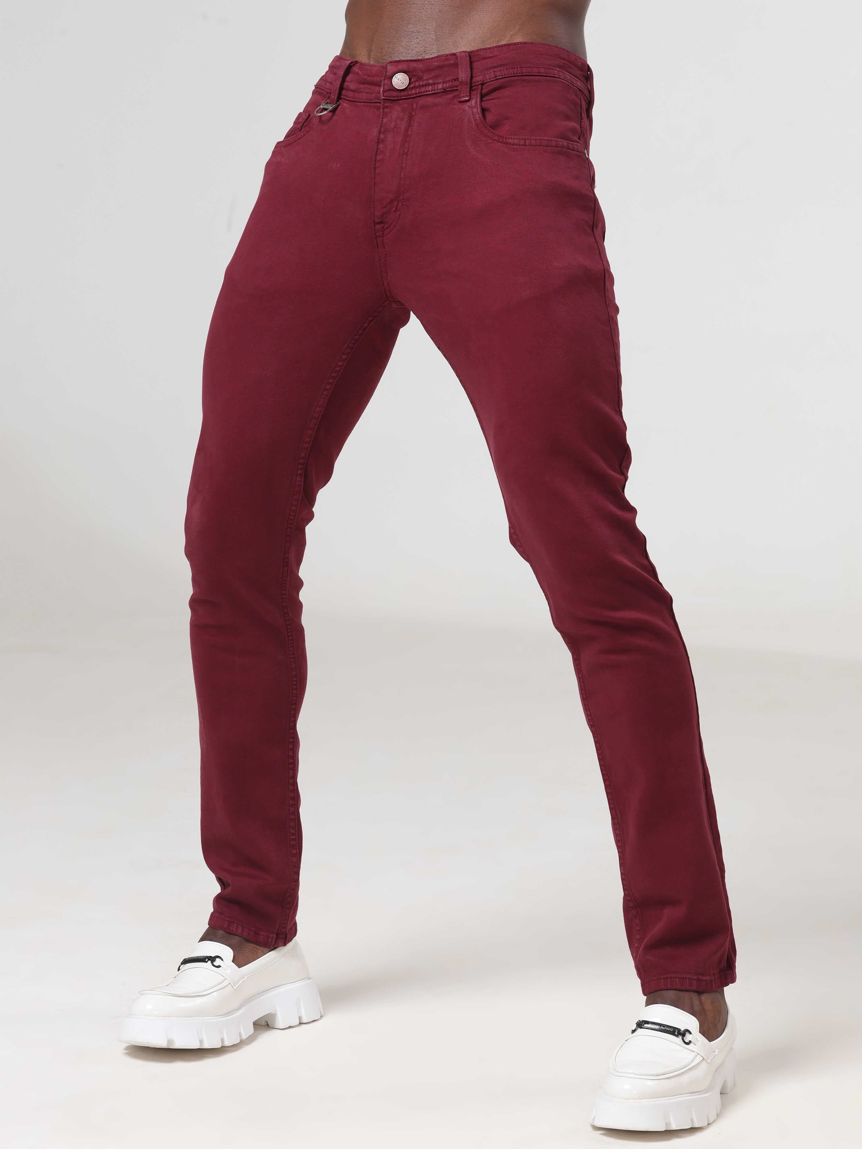 Rumba Red Coloured Slim Fit Jeans