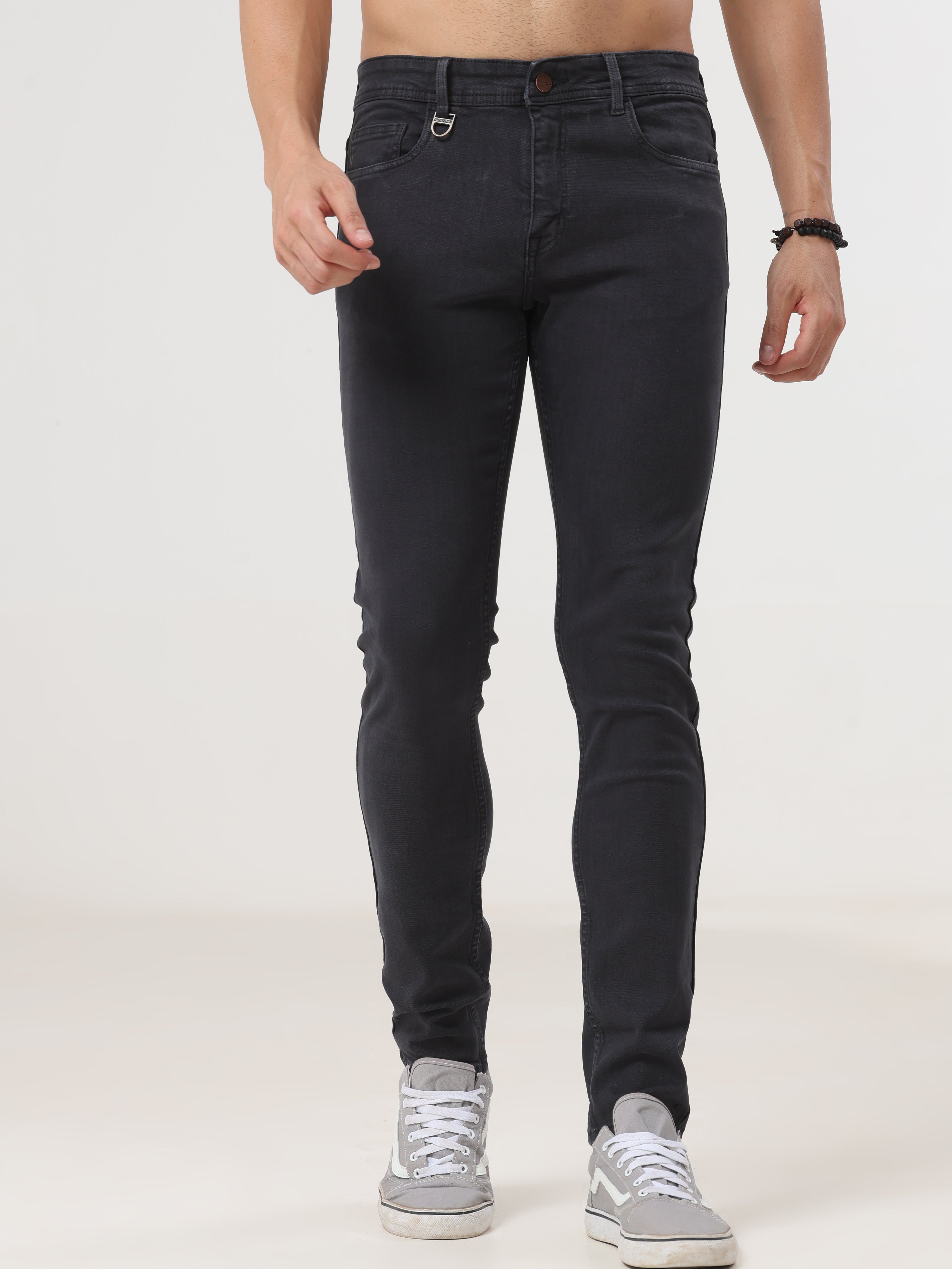 Dark Grey Coloured Slim Fit Jeans