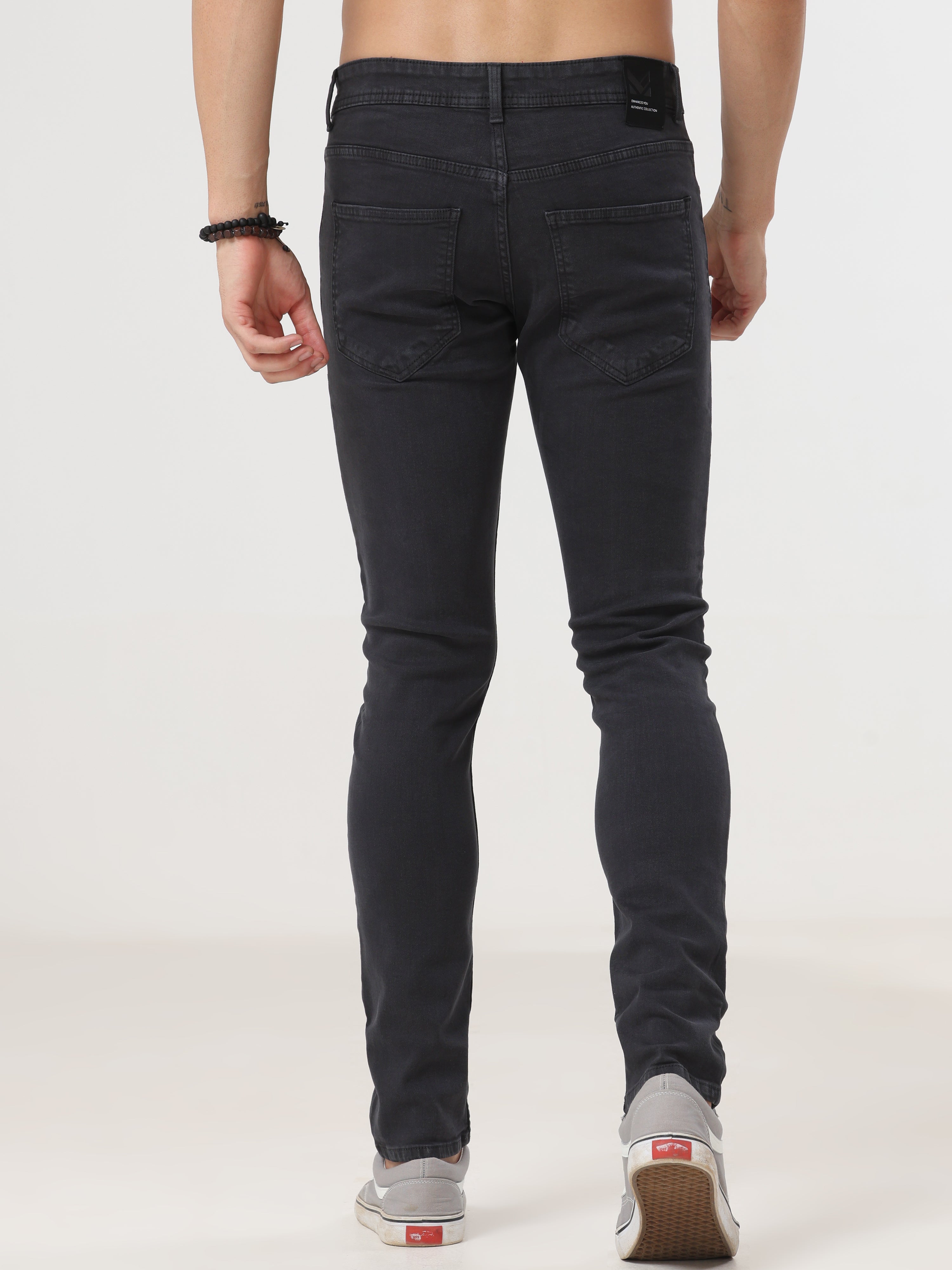 Dark Grey Coloured Slim Fit Jeans