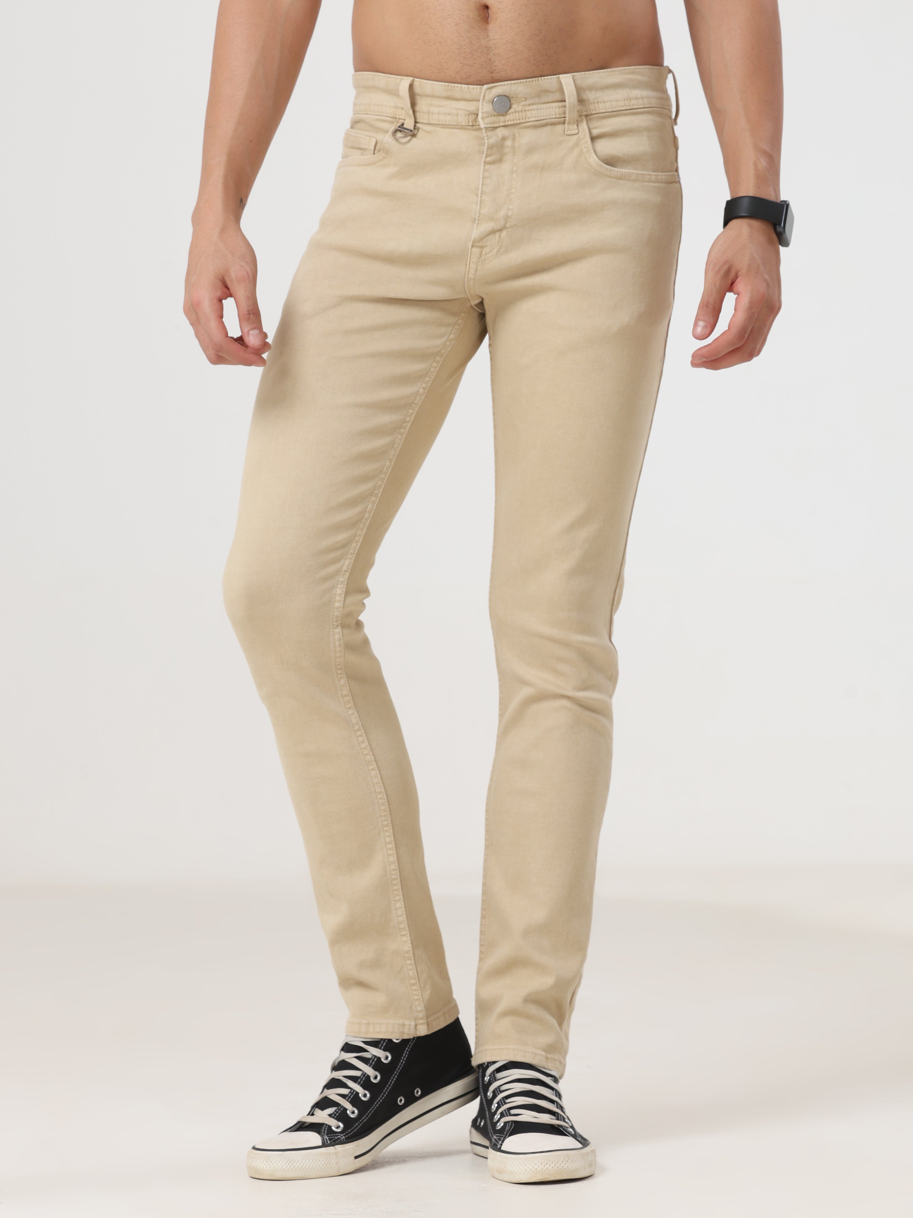 Beige Coloured Slim Fit Jeans