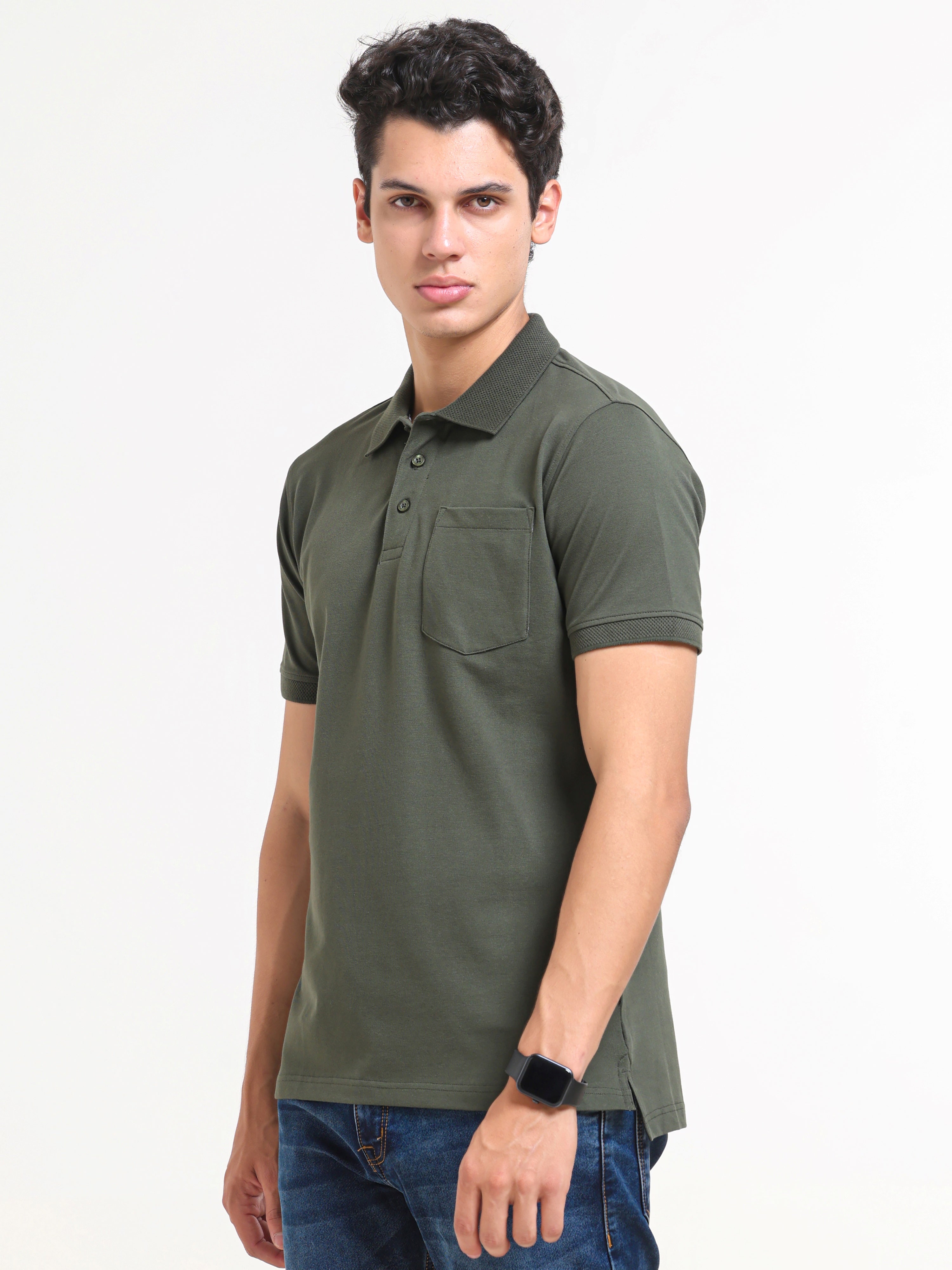 Solid Polo with Pocket
