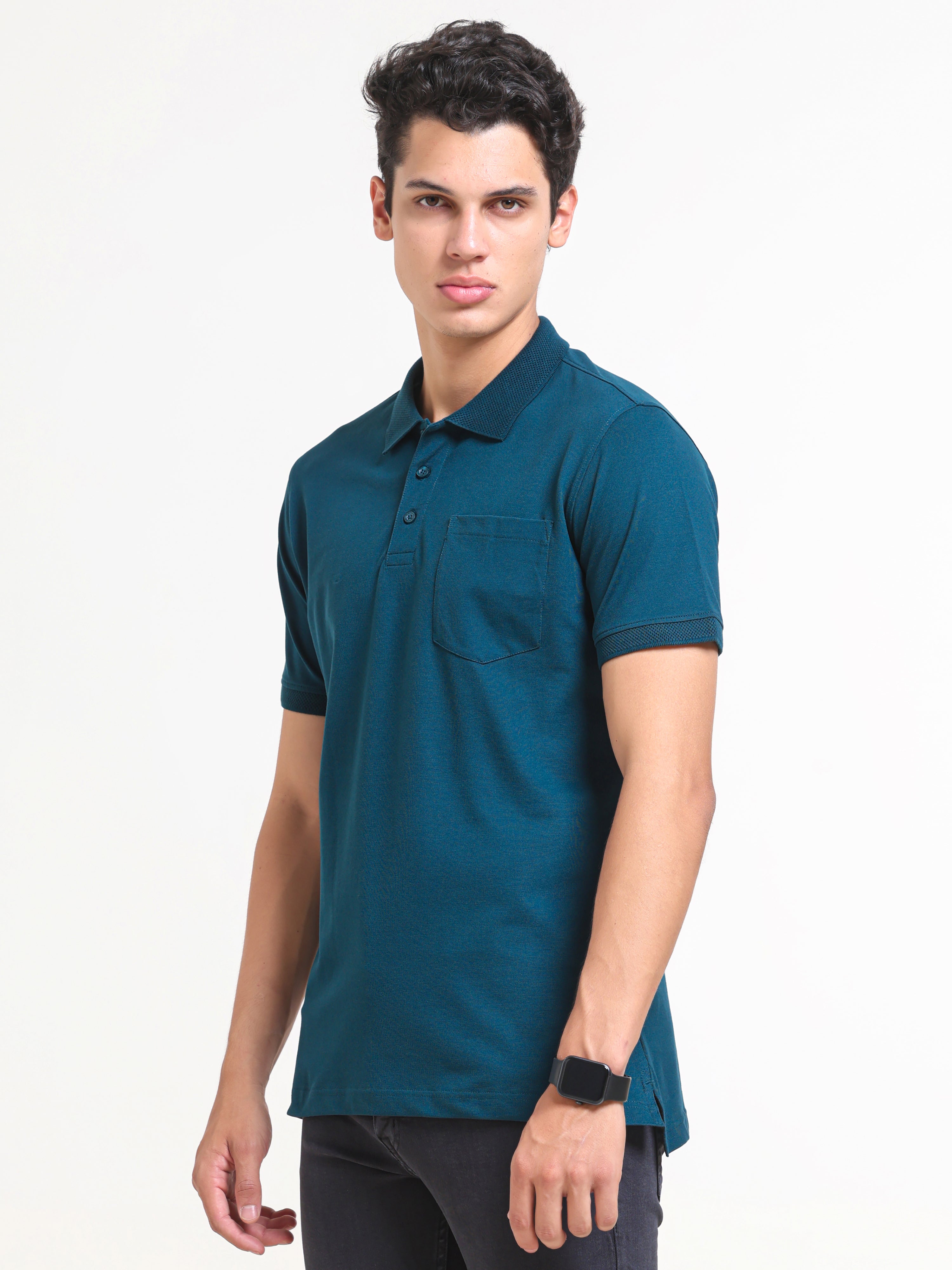 Solid Polo with Pocket